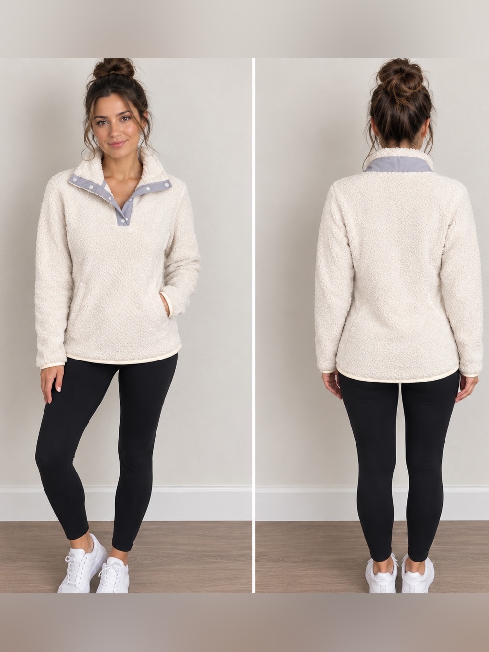 Eddie Bauer Sherpa Snap-Placket Pullover Turtleneck Sweater